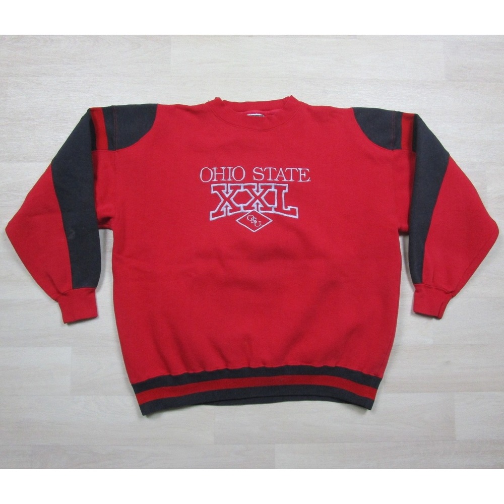 Vintage Ohio State University Sweatshirt (L) Buckeyes Football Cut & Sew 90s Red